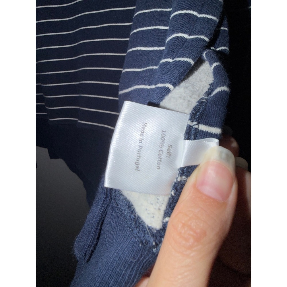 La Ligne Navy Blue White Striped Cotton French Terry Crewneck Womens Size S - Picture 4 of 5